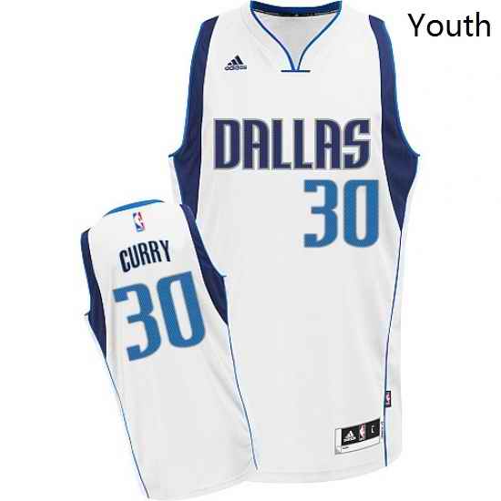 Youth Adidas Dallas Mavericks 30 Seth Curry Swingman White Home NBA Jersey